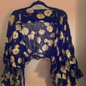 Sun flower wrap crop top